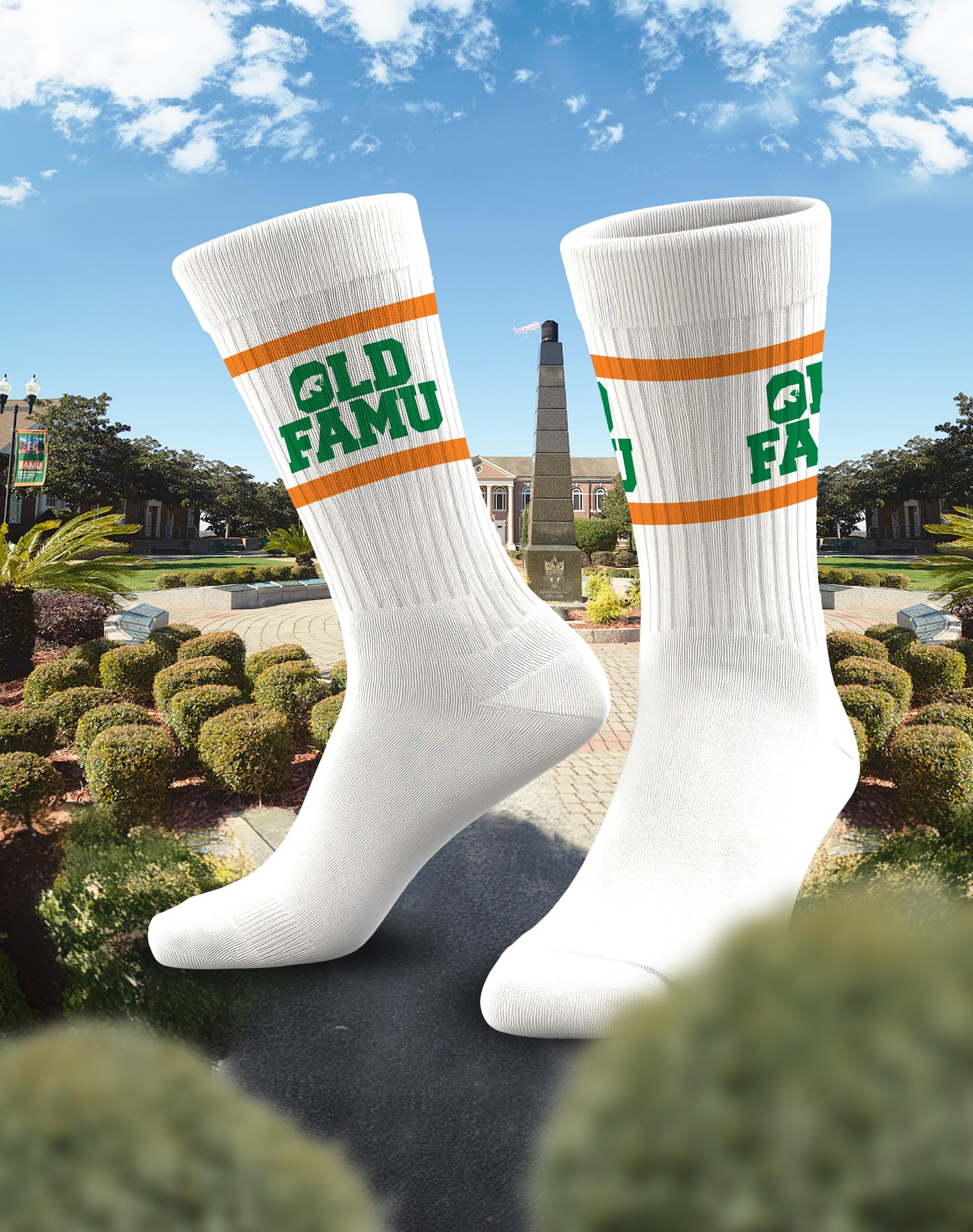 Old Famu Crew Socks (White)